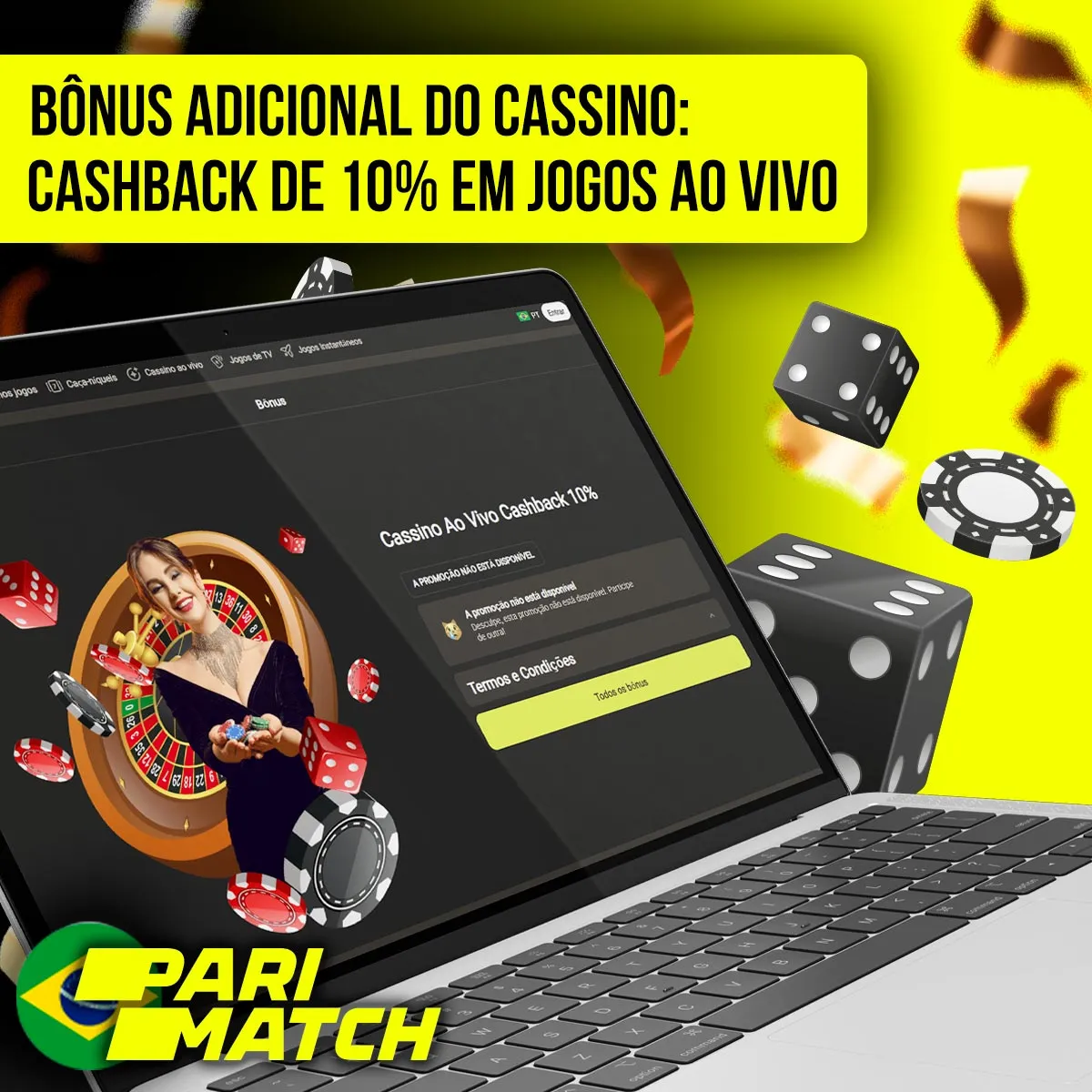 Bônus do cassino cashback de 10% em jogos ao vivo Parimatch Brasil