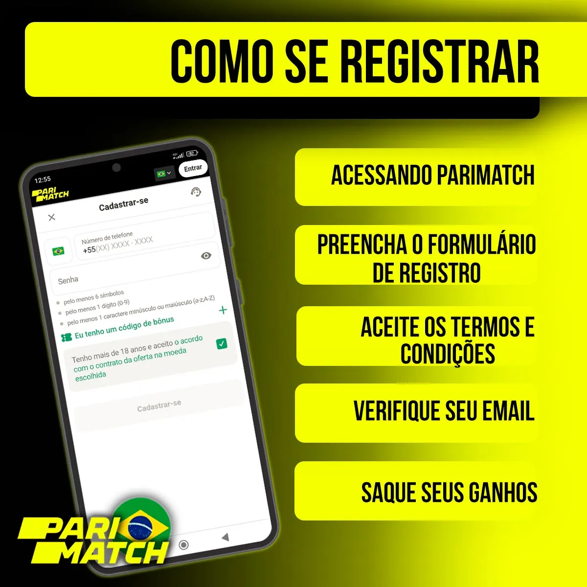 Registro na casa de apostas Parimatch no Brasil