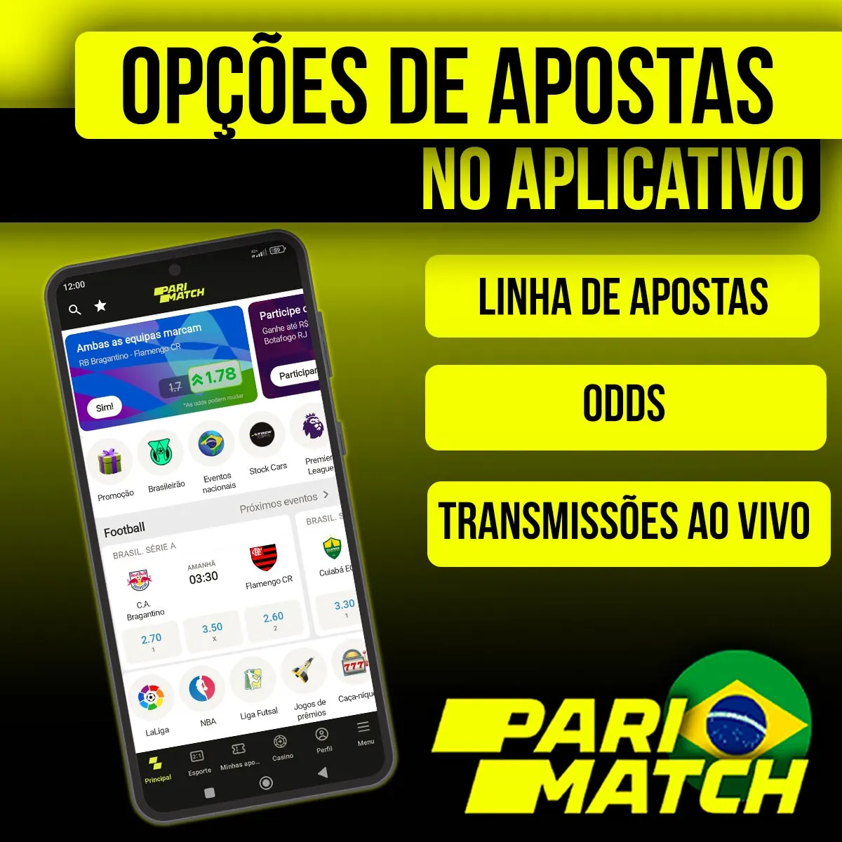 Principais opções do mercado de apostas no aplicativo móvel Android da casa de apostas Parimatch no Brasil