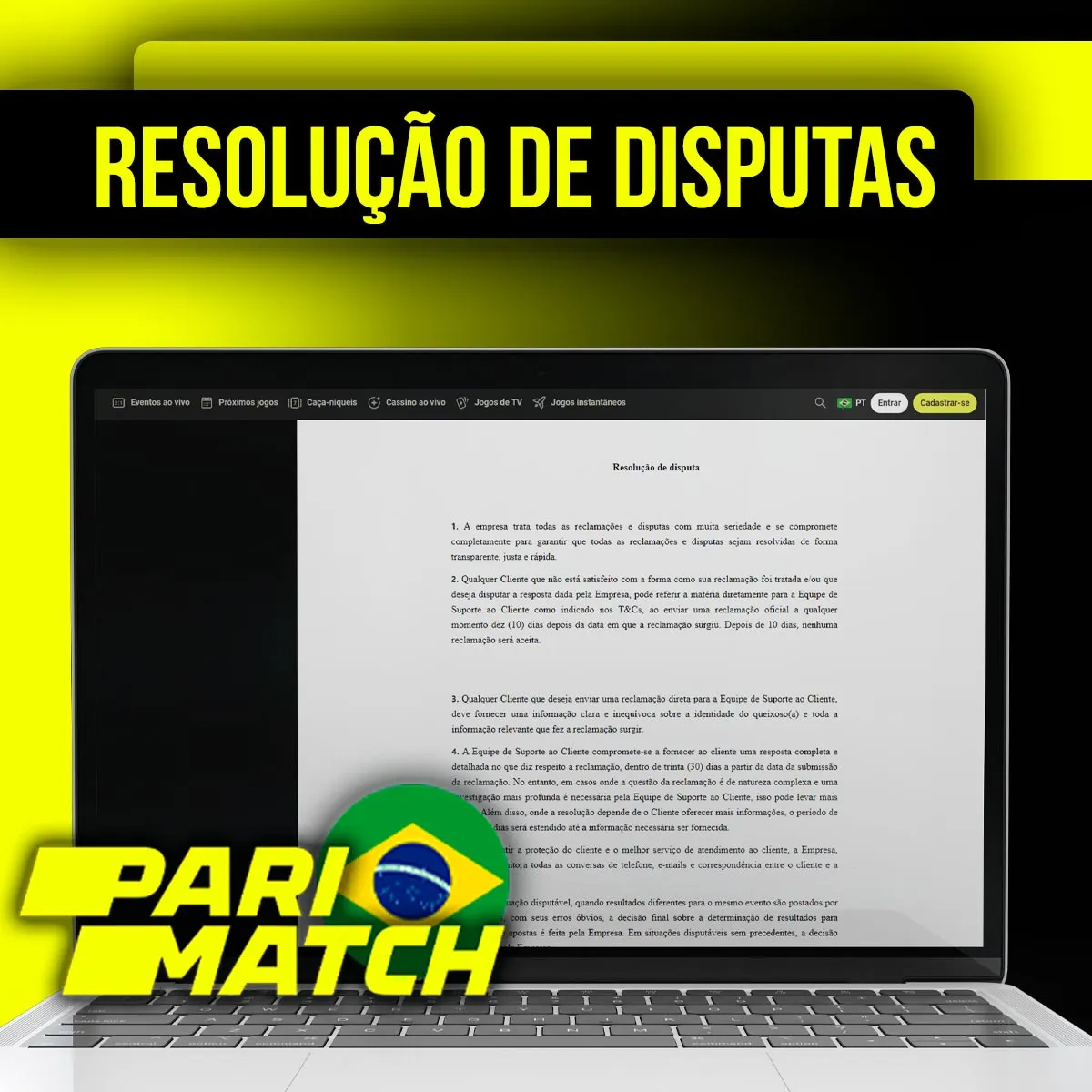 Resolução de disputas de apostas Parimatch no Brasil