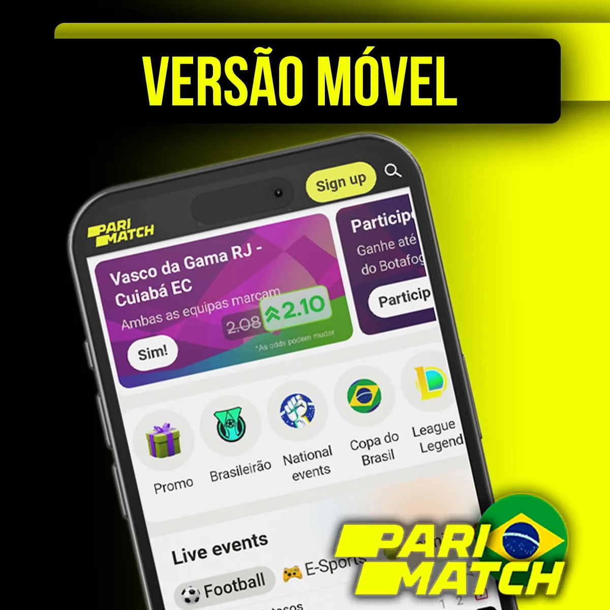 Versão móvel da casa de apostas Parimatch no Brasil