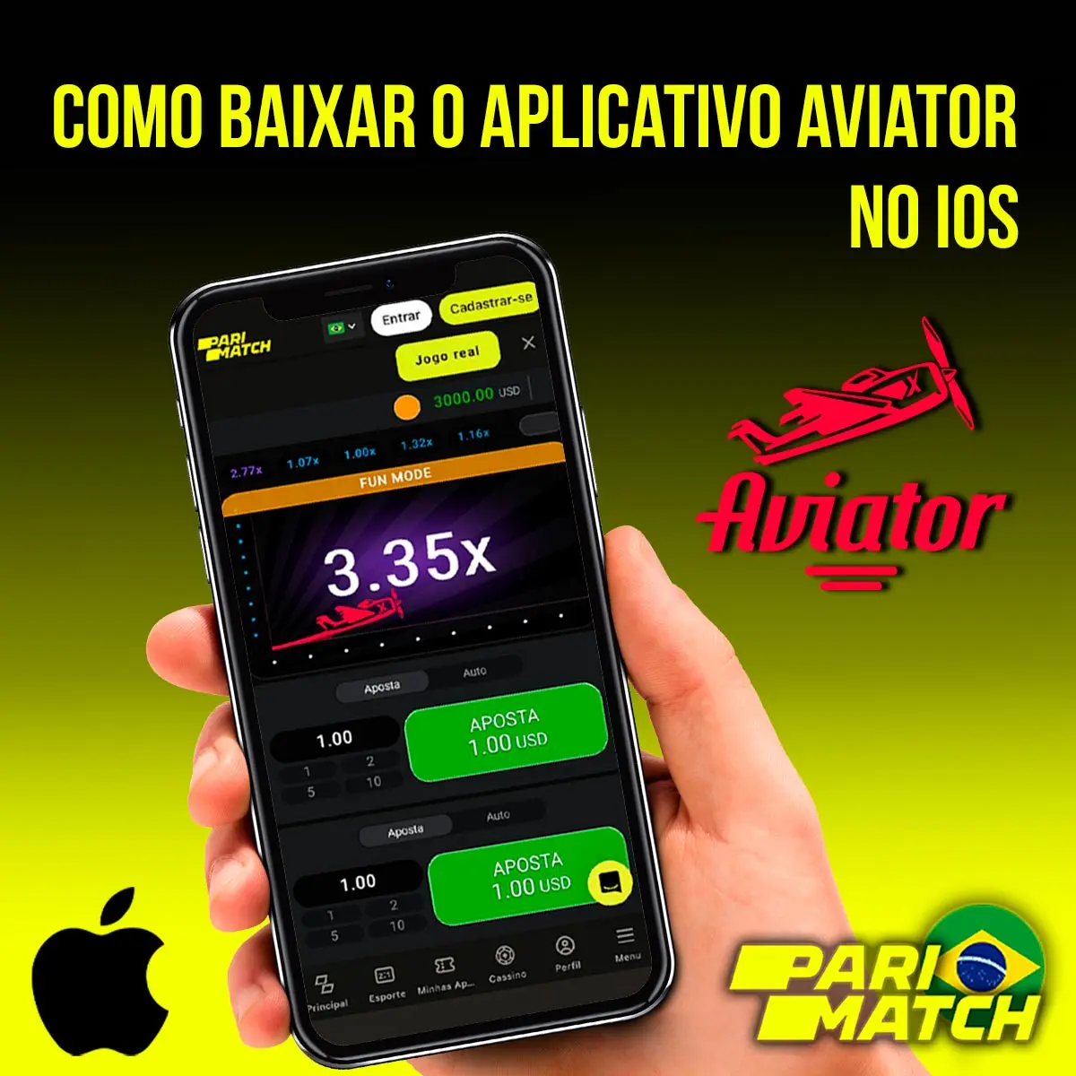 Aplicativo móvel Aviator para iOS da casa de apostas Parimatch no Brasil