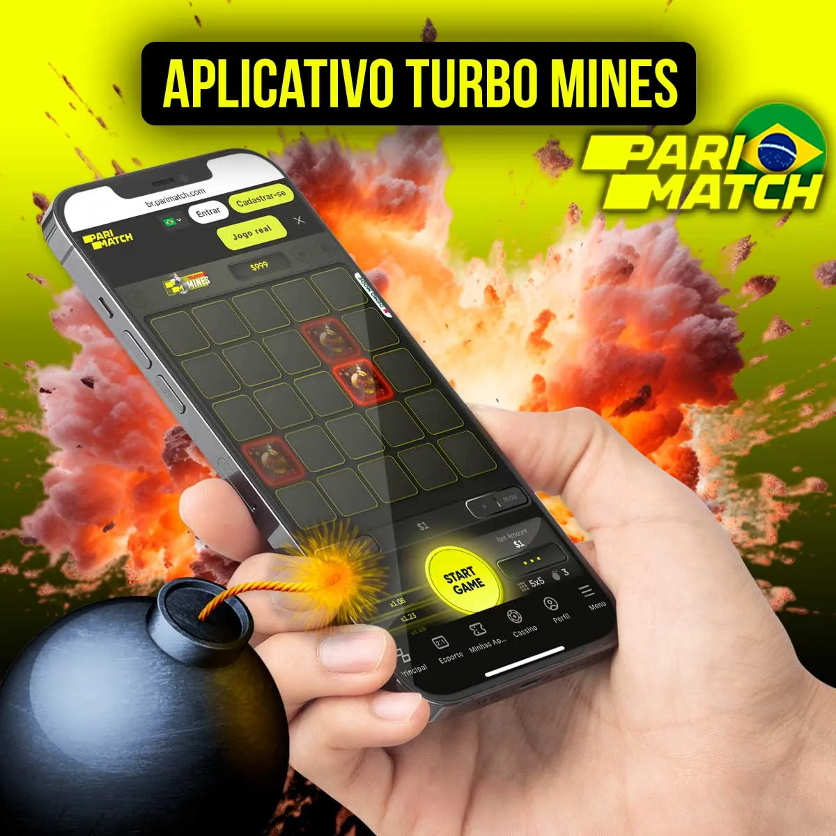 Aplicativo da Parimatch para jogar Turbo Mines