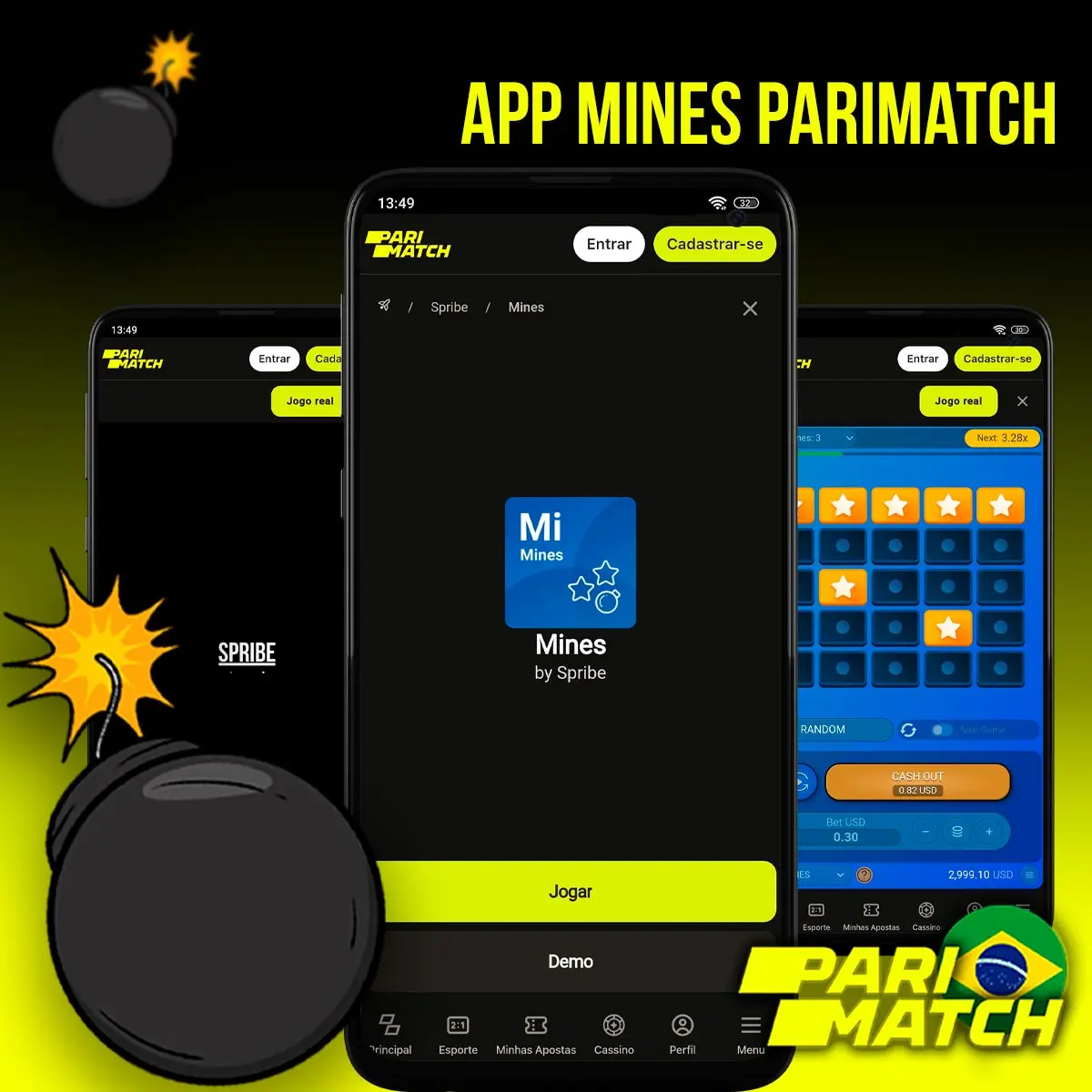 Aplicativo da Parimatch para jogar Mines